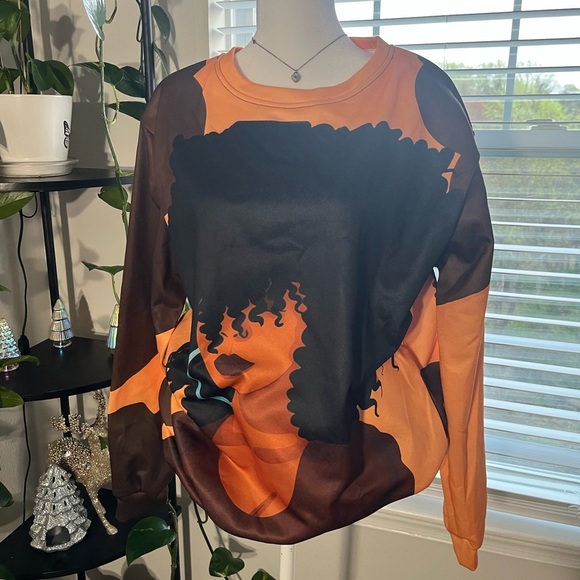 Orange and Black Graphic Sweatshirt - Picture 1 of 4